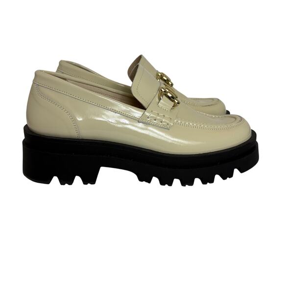 Maeve by Anthropologie -Chunky Patent Leather Loafer shoes- Cream-Size 9-9.5 - Picture 2 of 9